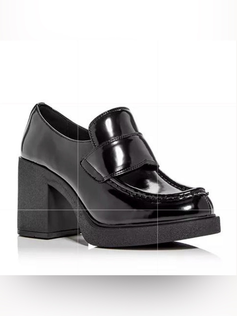 Jeffrey Campbell Black Patent Leather Plain Jane Platform Loafers Heels Size 8